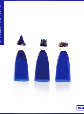 欧洲海蓝色玻璃抽象人物金箔摆件