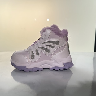 特步正品 儿童女款秋冬季加绒保暖防滑耐磨运动棉鞋677414373008