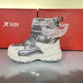 特步正品 户外出行加绒保暖运动棉靴677414513002 儿童大童女秋冬季