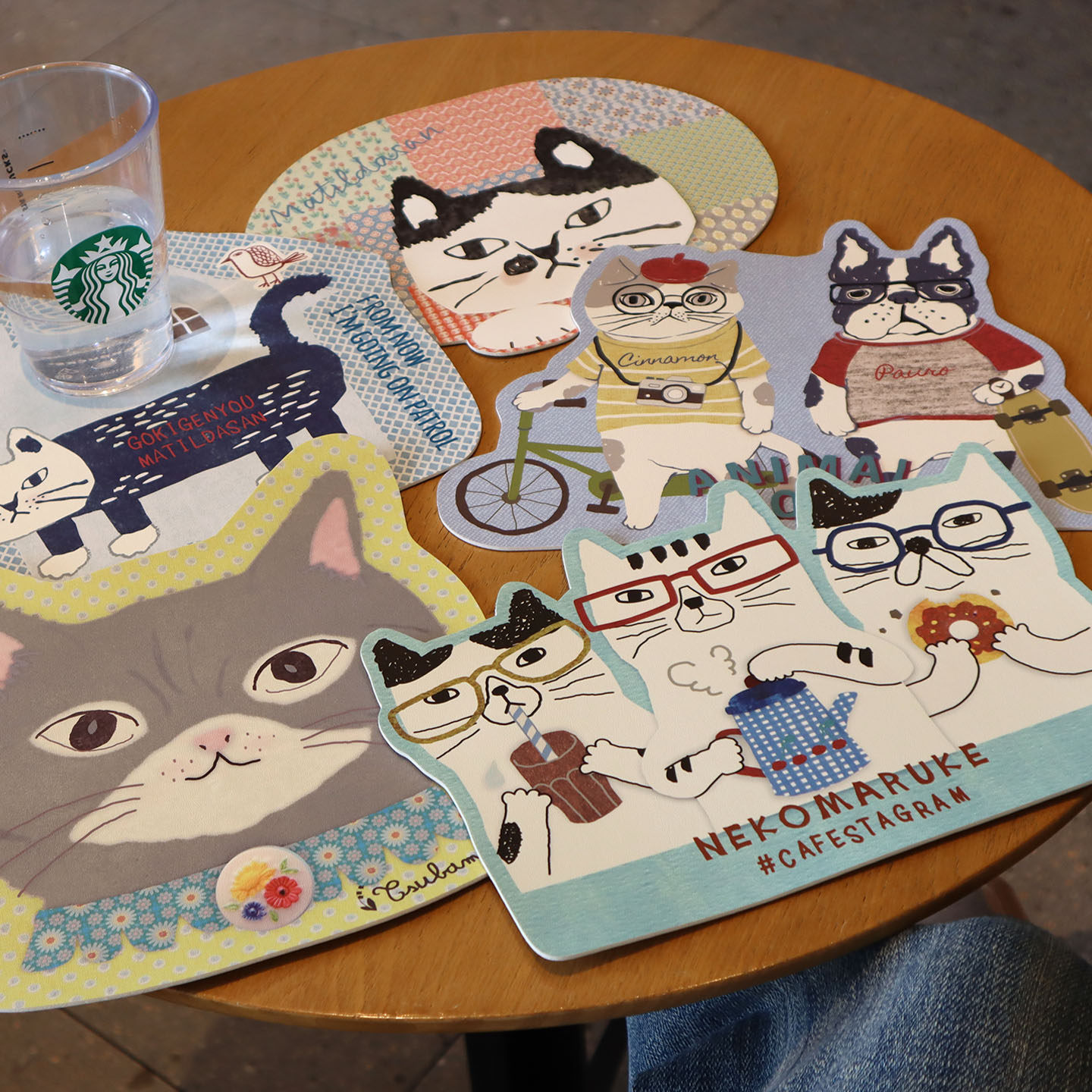 超可爱卡通 出口日本Kusuguru猫咪法斗异形图案皮革鼠标垫