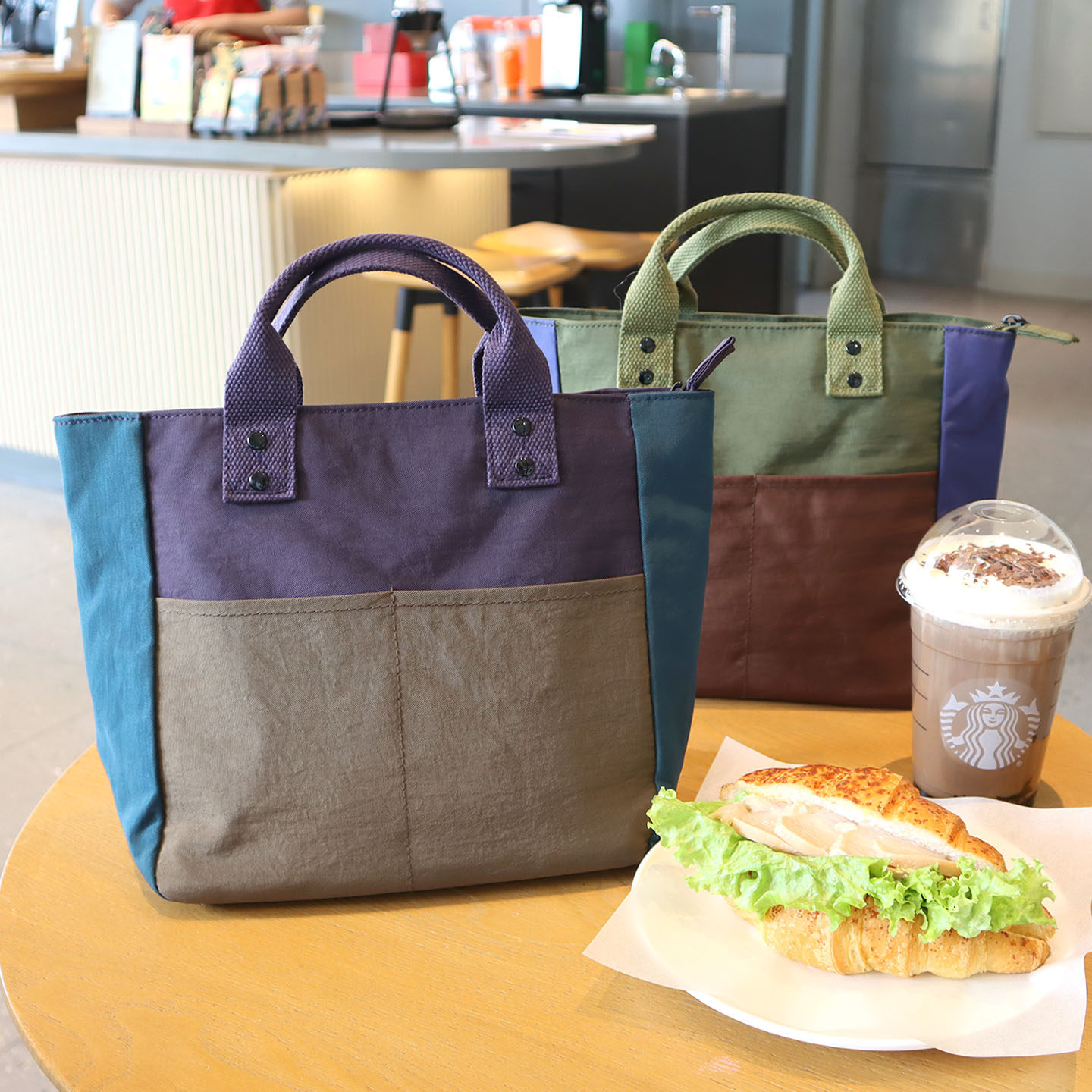 新款休闲时尚撞色防水布包便当包手提袋上班通勤带饭饭盒袋妈咪包,收纳整理,饭盒袋,淘宝优惠券,粉丝福利购,淘宝优惠卷