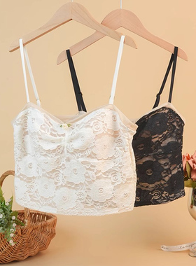 梧桐本色正品性感蕾丝带杯短款吊带背心免穿文胸时尚百搭WX65211