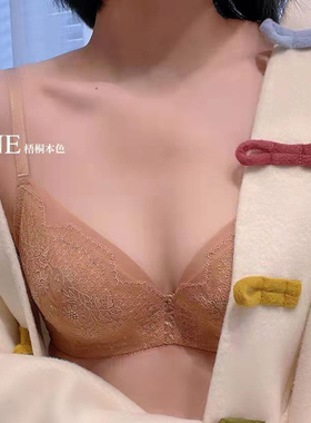 梧桐本色内衣听语系列软钢圈超薄水晶杯蕾丝大胸显小文胸WN22104