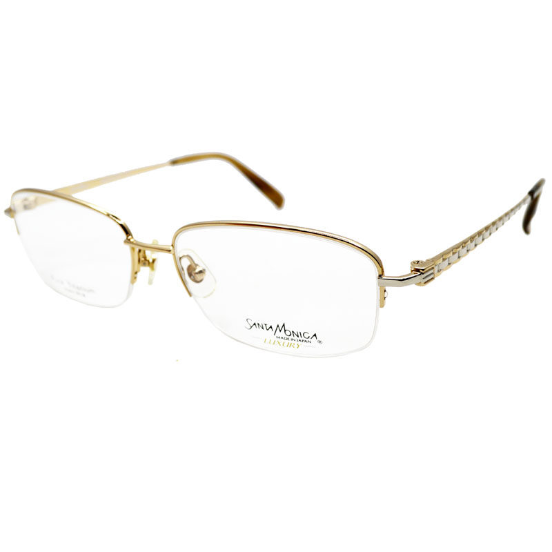 santa monica圣曼尼加眼镜架日本进口纯钛近视镜框镀金大脸商务框
