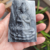 和田玉青花籽料观音大型厚实牌子226克新疆青花籽玉原皮摆件把件