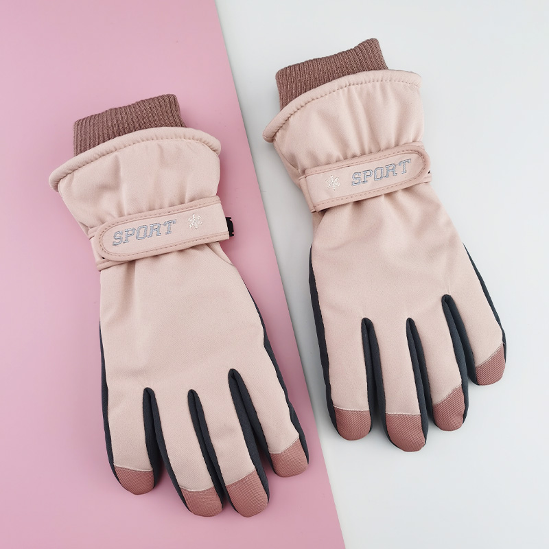 山楂树女士冬季加厚手套防滑触屏