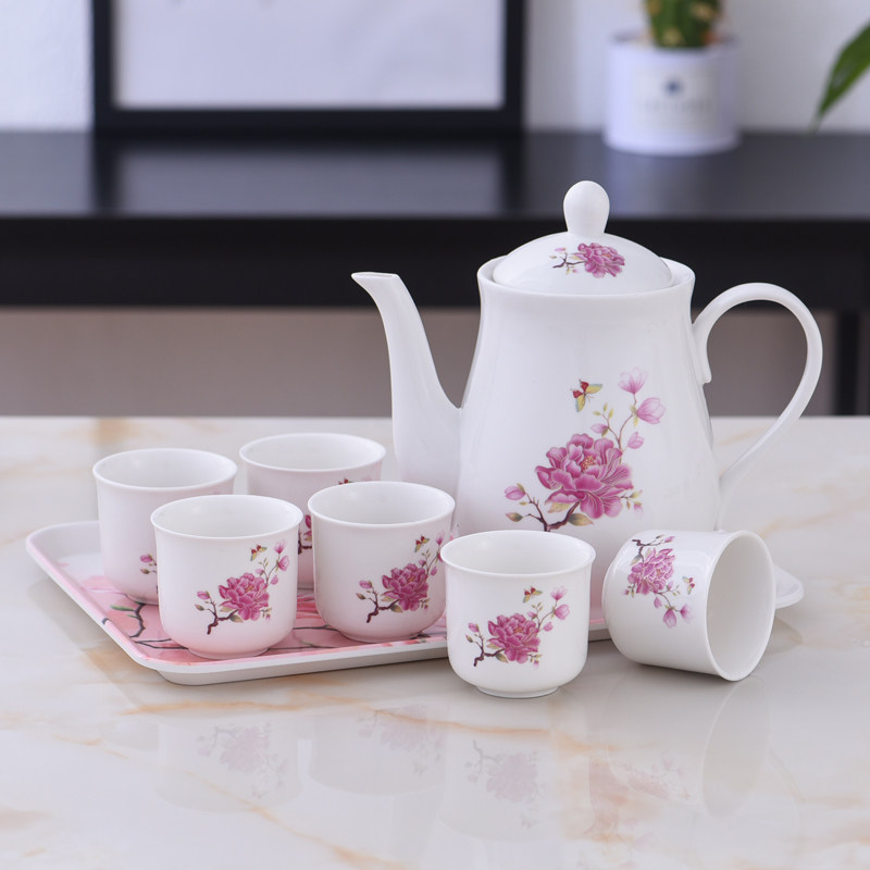 北欧式陶瓷水具套装家用陶瓷杯茶具客厅简约瓷茶壶套杯过滤冷水壶
