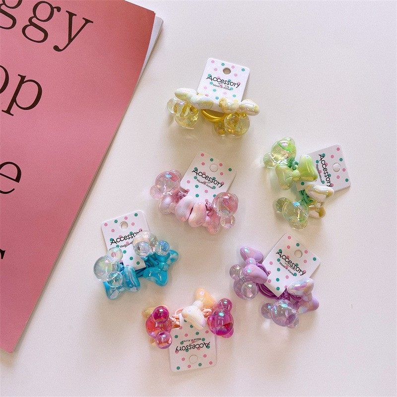 minibaby儿童发饰 新款韩系可爱卡通米奇脑袋头绳女童双头绕绕绳