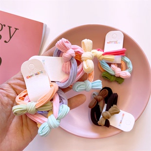 MINIBABY儿童发饰 韩夏日马卡龙色毛巾圈AB版女童马尾辫头绳发圈
