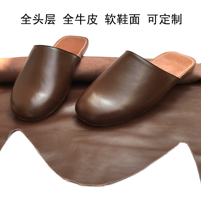 春夏皮拖鞋居家真皮头层软牛皮凉拖鞋手工前包头皮底男女办公室