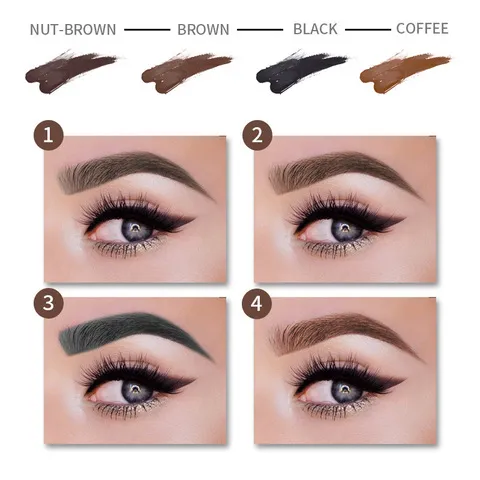 四色液体眉笔亚马逊水性画眉膏外贸brow眉液修眉立体Eye染眉膏