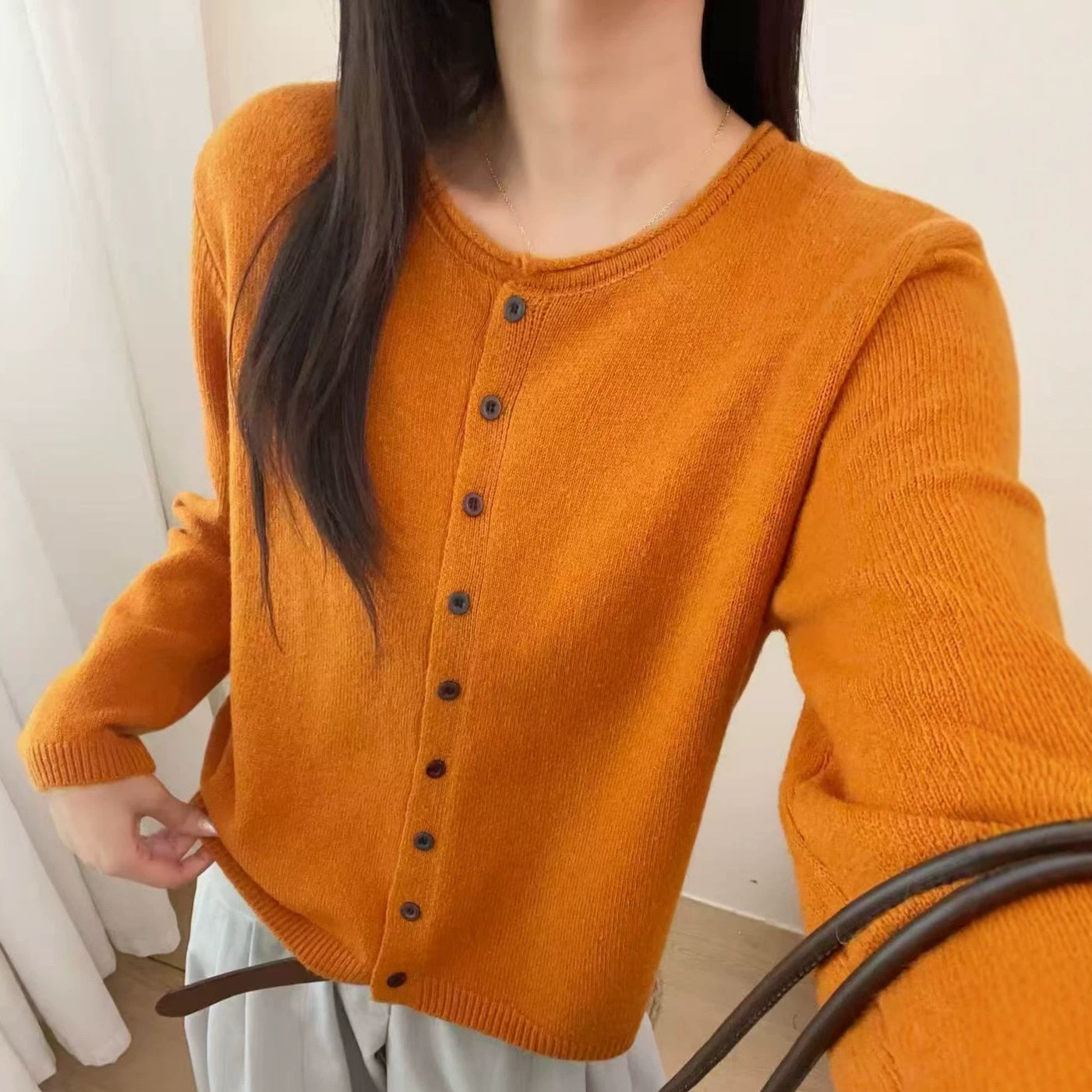 韩系穿搭针织开衫女秋季新款超好看的浣熊绒毛衣外套设计感上衣