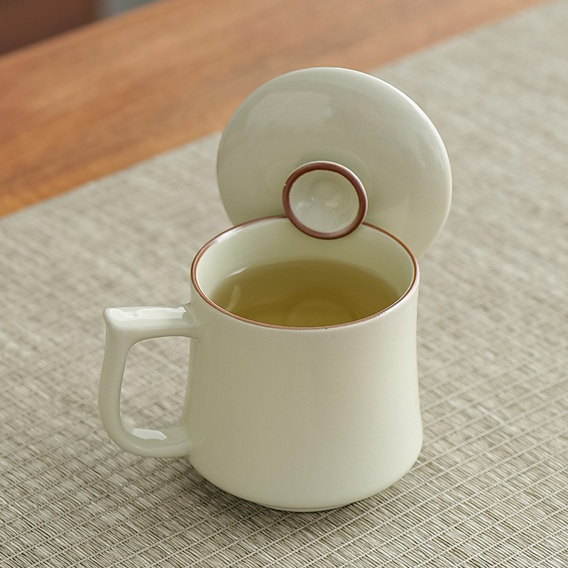 新款汝窑办公杯办公室个人专用泡茶杯马克杯陶瓷喝茶杯子私人订制