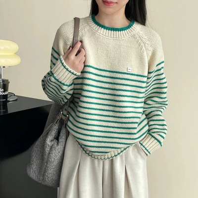 【小四粉丝专享】2025年秋冬圆领条纹针织套头毛衣800