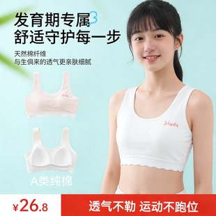 A类纯棉内衣学生初中女发育期少女文胸无痕二阶段10-16岁背心