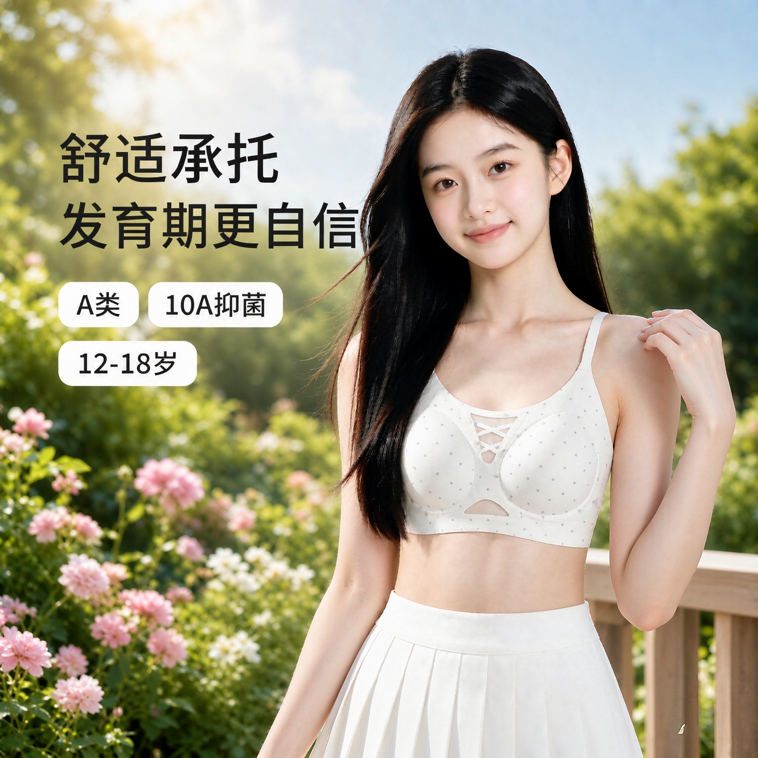 发育期12-18初高中生二阶段学生防震固定杯无钢圈透气薄少女文胸