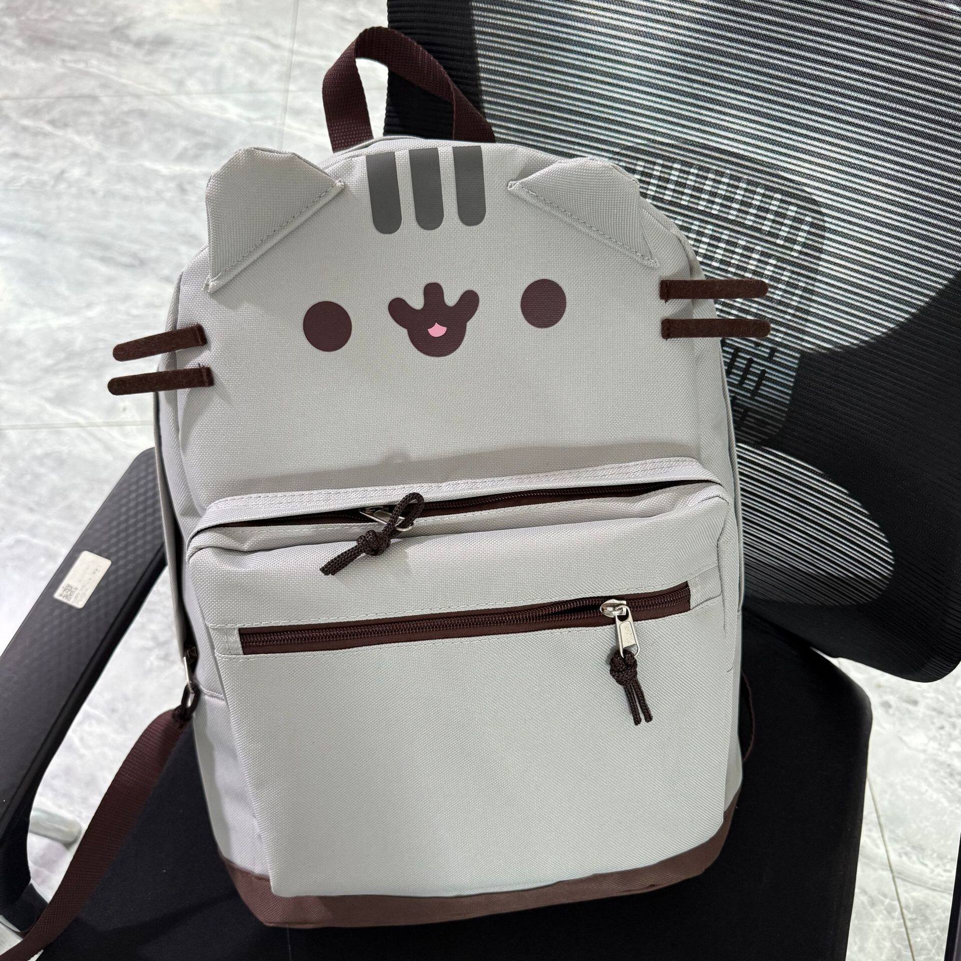 双肩书包卡通帆布小熊百搭可爱棕色软妹新款浅灰学生大容量