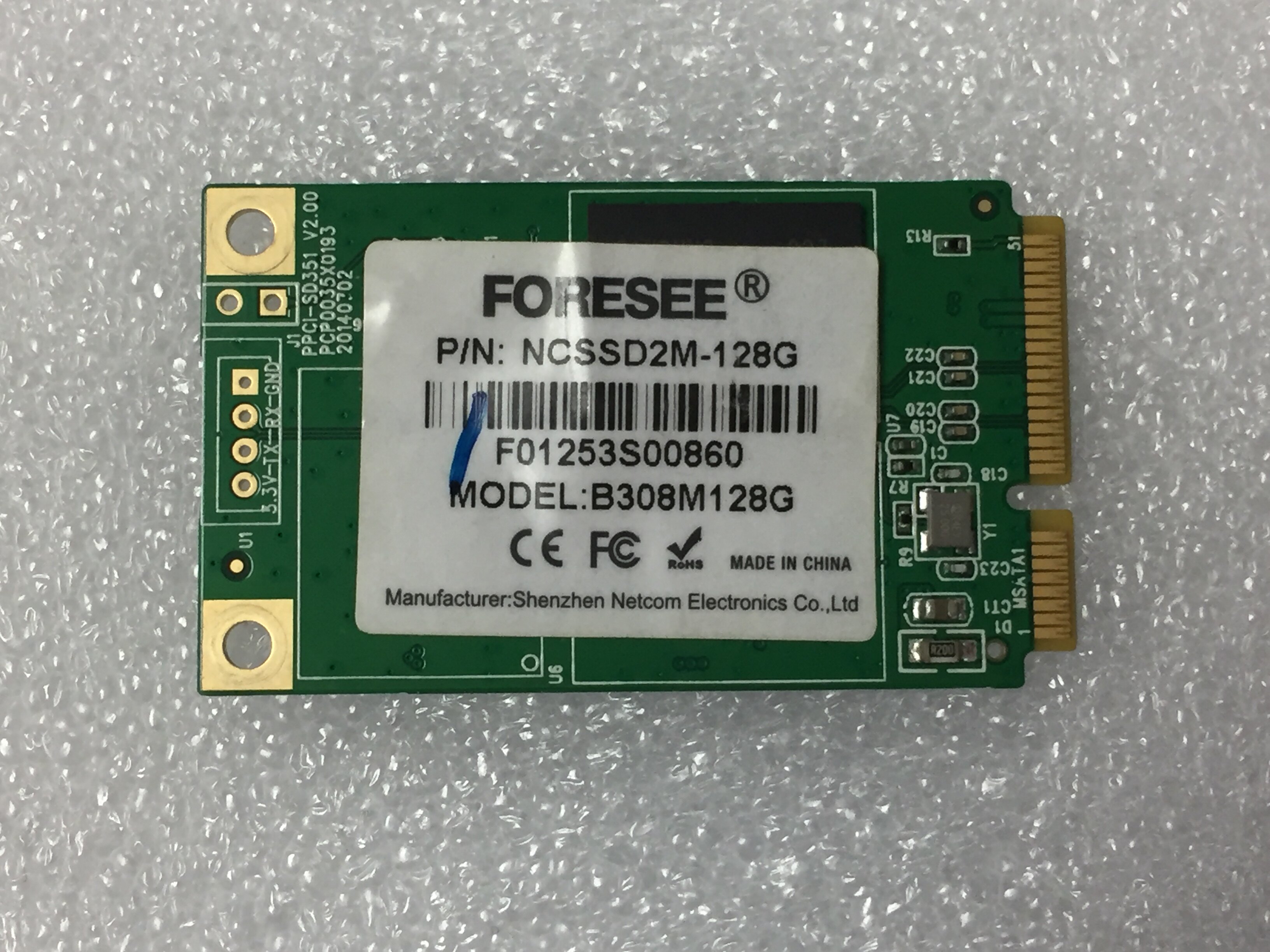 三星心片TS128GMSA370 mSATA SSD固态硬盘128G 笔记本(实物图片)