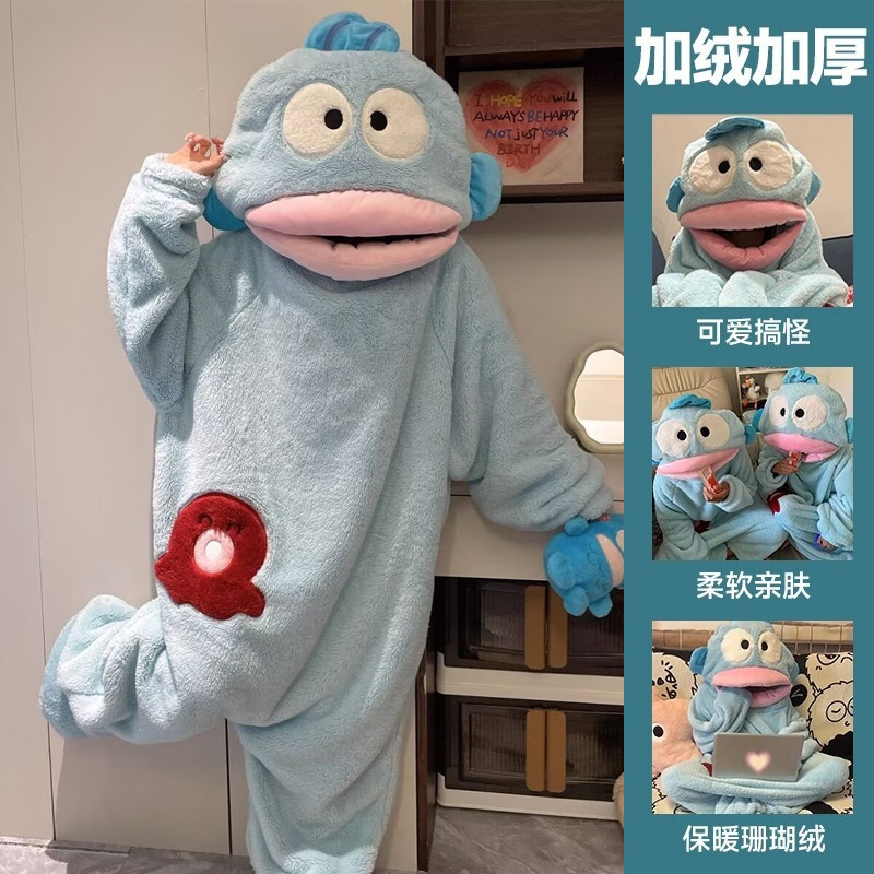 小丑鱼可爱搞怪搞笑连体情侣睡衣男女冬季沙雕外穿卡通家居服睡衣