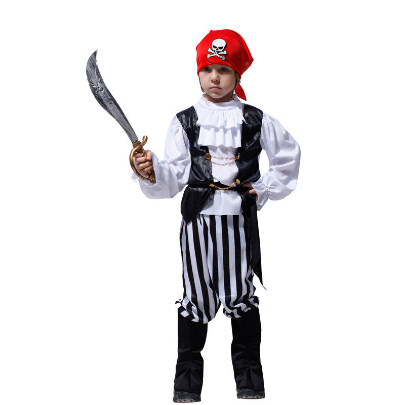 现货儿童小海盗服装北欧海盗cos衣服b0083上衣/裤连靴/头巾/腰带