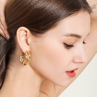 耳環(huán)女金色2025新款 大嫂同款 潮高級感氣質(zhì)大耳圈網(wǎng)紅獨特金屬耳飾