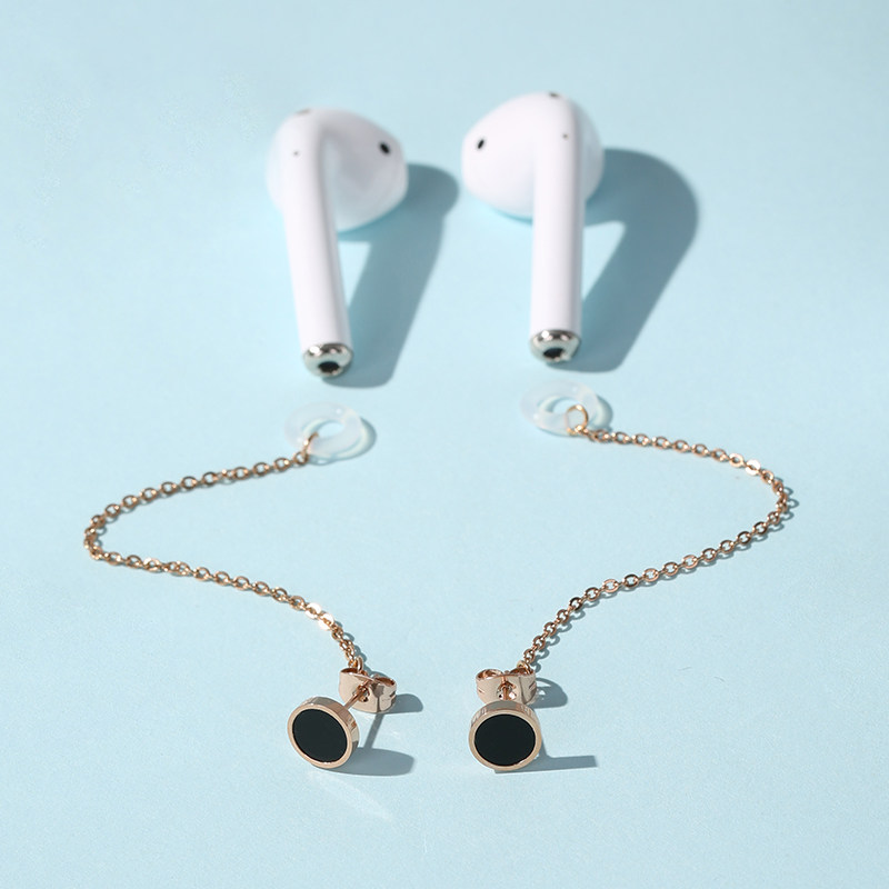 耳机防丢耳环无线airpods2防掉链子链绳黑色玫瑰金耳链耳饰女耳钉
