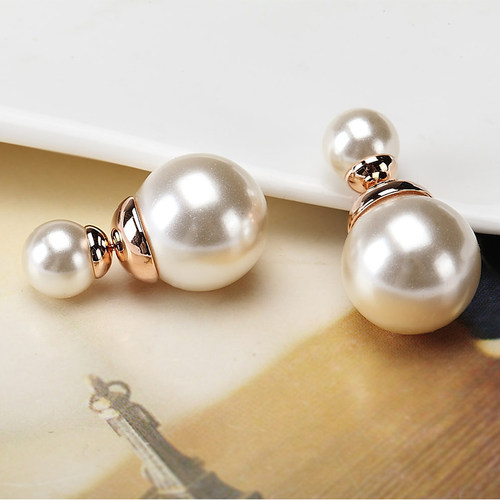 高级感925纯银双面珍珠耳钉女