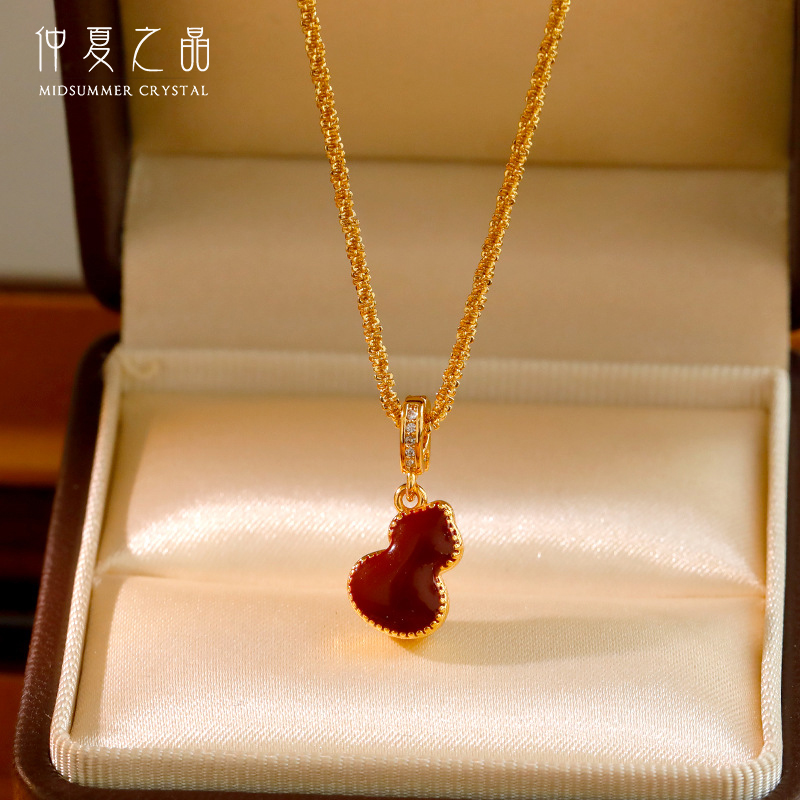 仲夏之晶双面戴红葫芦吊坠项链女