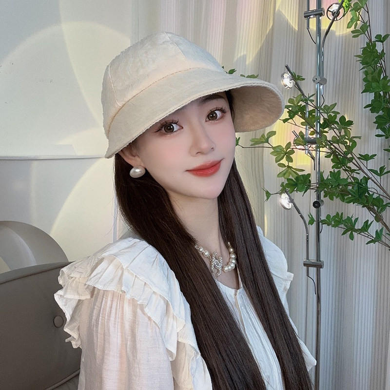 户外泡泡纱休闲时尚鸭舌帽百搭可戴口罩帽子女春夏薄款遮阳防晒帽