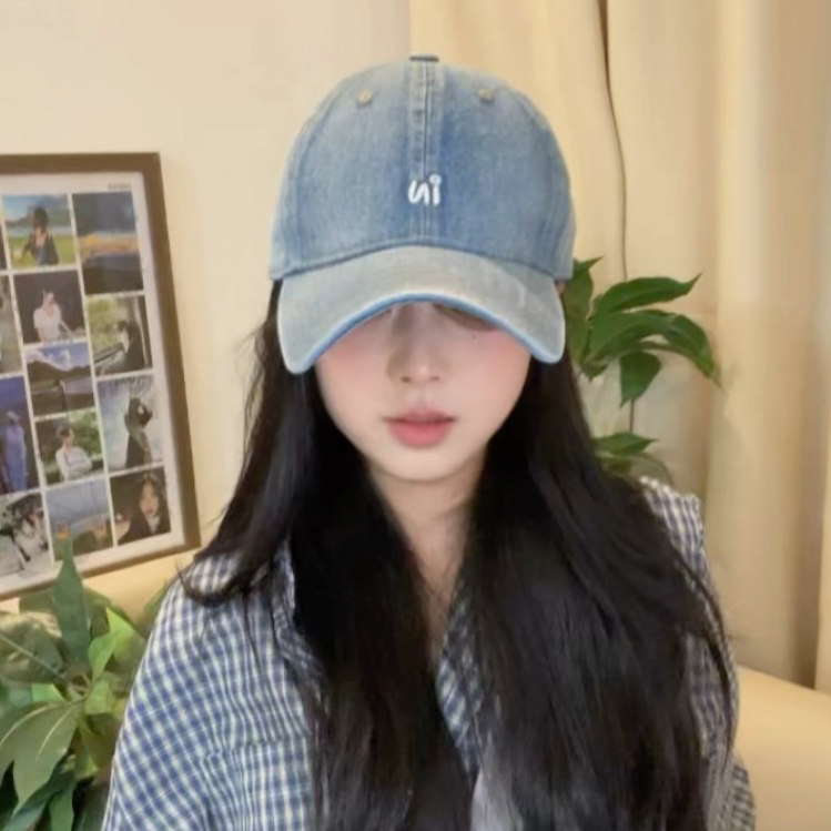 新款牛仔刺绣字母鸭舌帽子男女春夏季户外遮阳防晒帽显脸小棒球帽