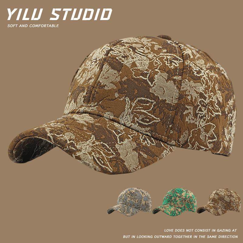 水墨满印硬顶棒球帽子女款秋冬季新款韩版时尚显脸小鸭舌帽防晒帽