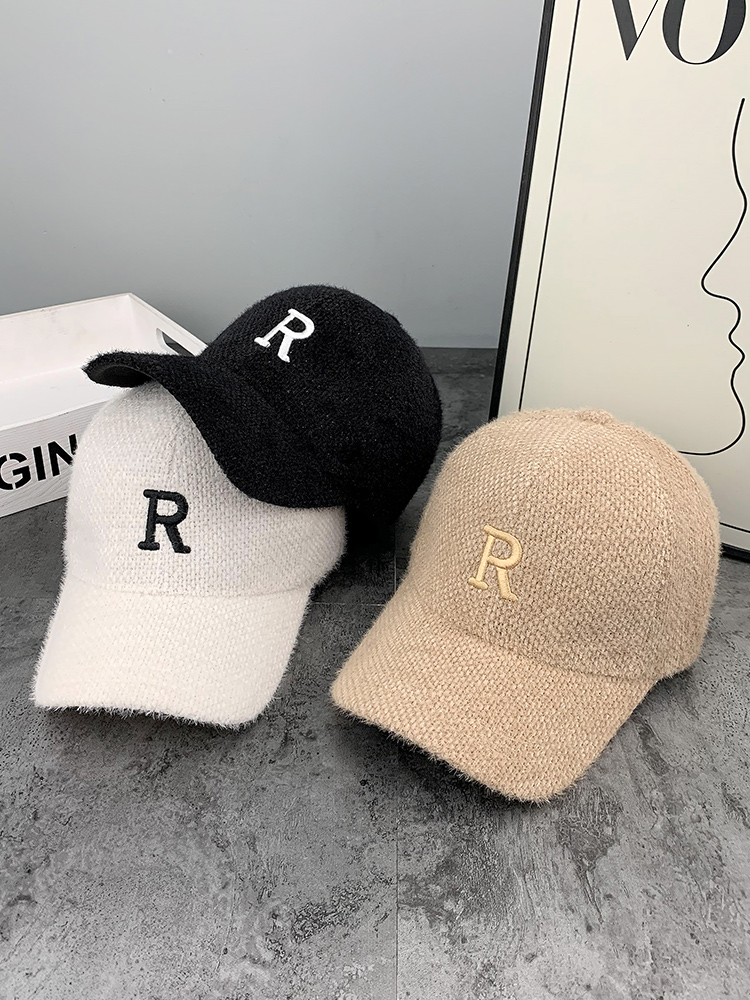 秋冬百搭时尚刺绣R字母棒球帽女