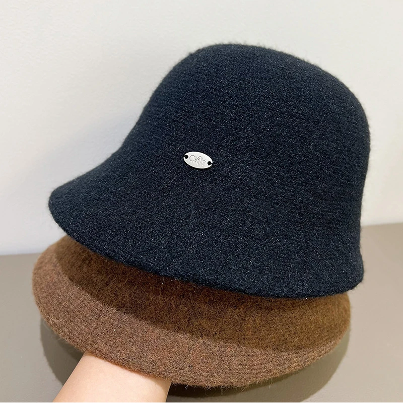 2025秋冬不规则帽沿渔夫帽子女百搭休闲高级毛绒遮脸保暖防风渔夫