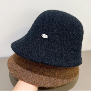 2025秋冬不规则帽沿渔夫帽子女百搭休闲高级毛绒遮脸保暖防风渔夫
