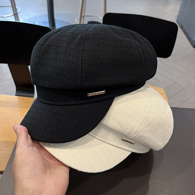 黑色贝雷帽子女秋冬季百搭保暖鸭舌帽英伦复古显脸小画家帽南瓜帽