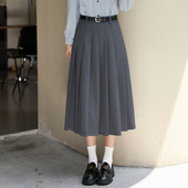 高级感垂感a字显瘦职业面试大摆中长款 百褶西装 半身裙女2025新款