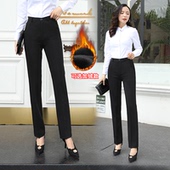 裤 垂感黑色加绒上班工作高腰显瘦职业直筒正装 小个子西装 女秋冬