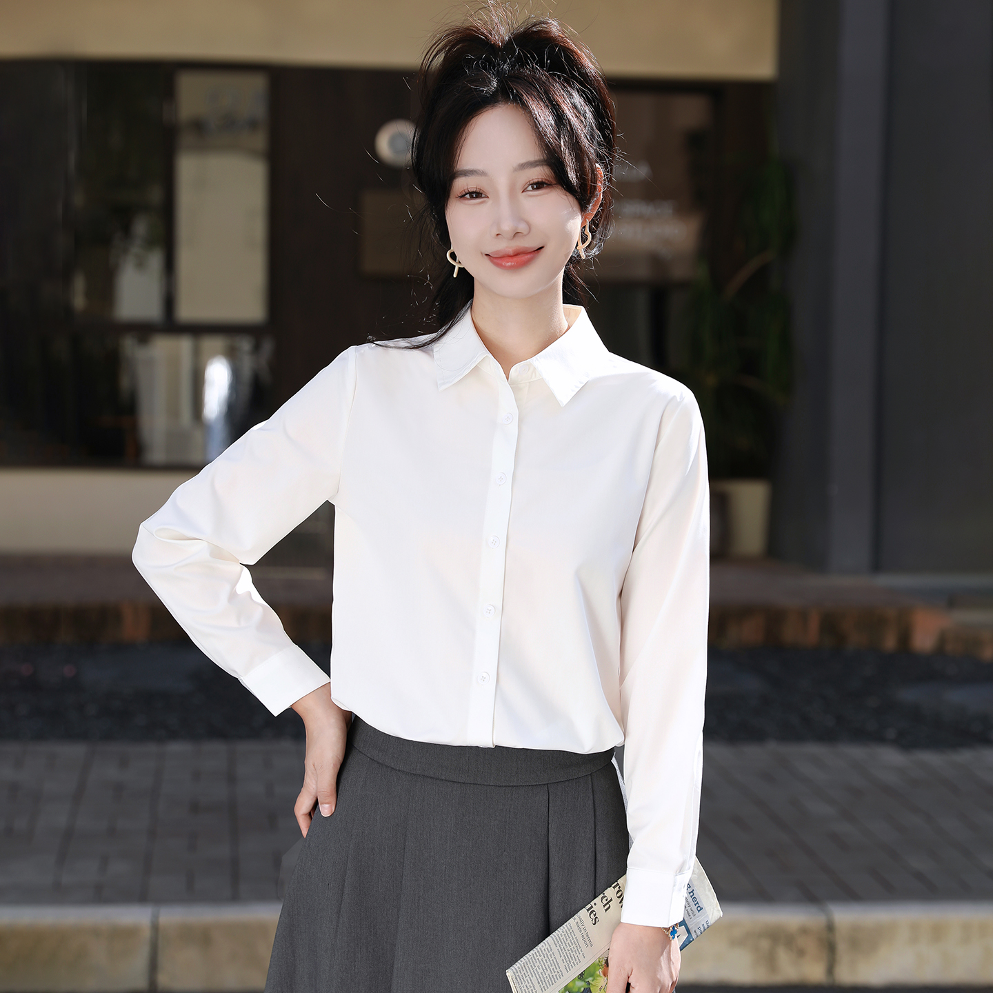 小个子高级感职业白衬衫