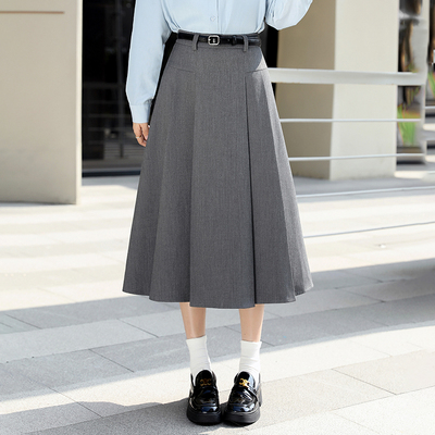 小个子中长款A字百褶半身裙