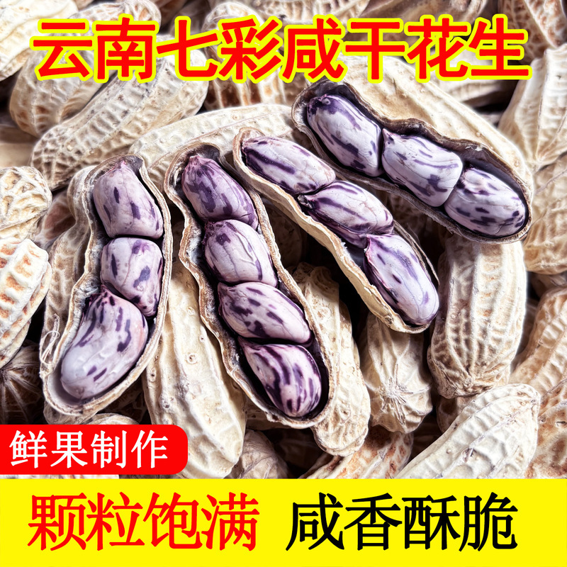 2025云南七彩花生水煮咸干晒干五彩花生龙岩湿烤金刚彩色花生