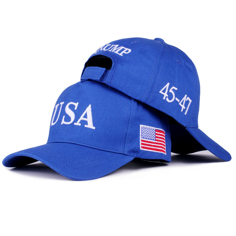 USA帽子同款刺绣棒球帽户外美国数字4547白色鸭舌帽国旗
