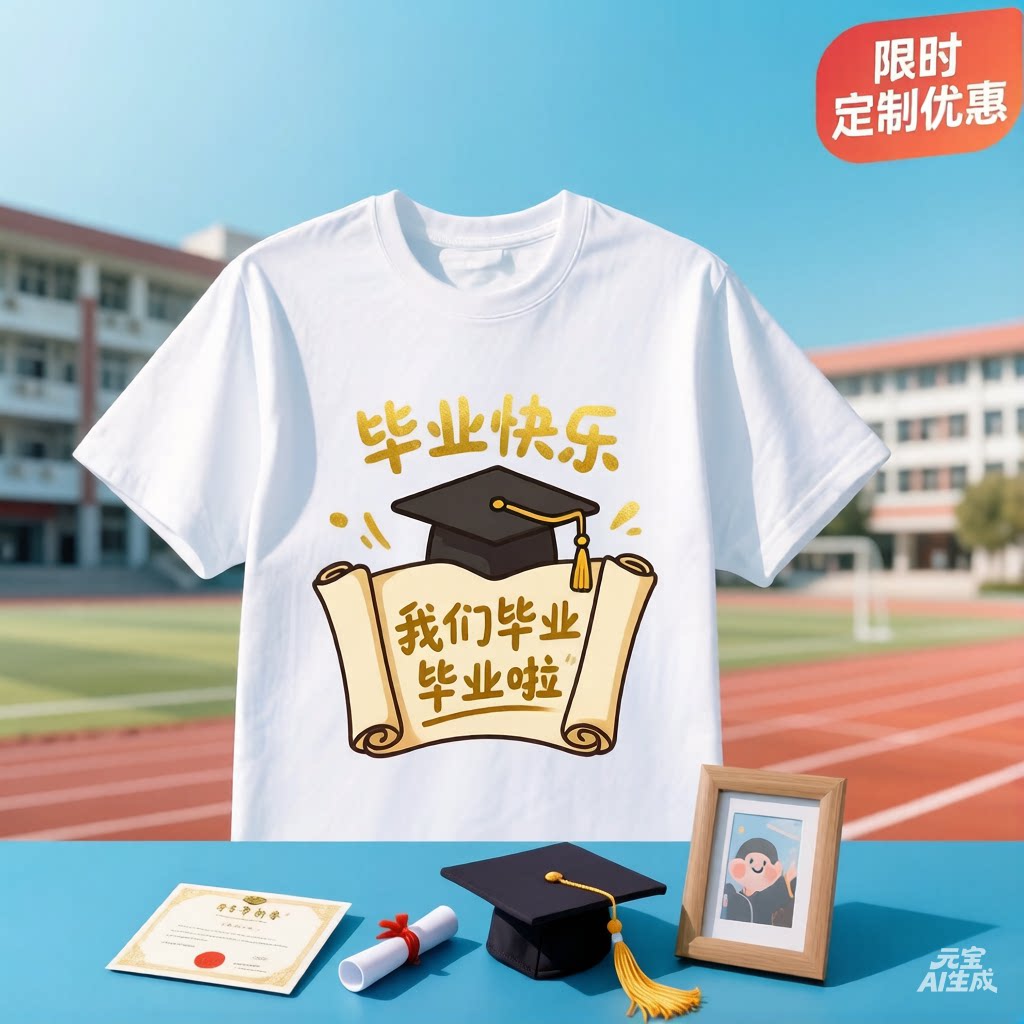 毕业班服定制t恤小学生初高中纯棉短袖幼儿园运动会十岁成人礼季 - 实物图