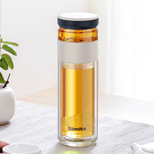 泡茶双层便携过滤防烫玻璃水杯