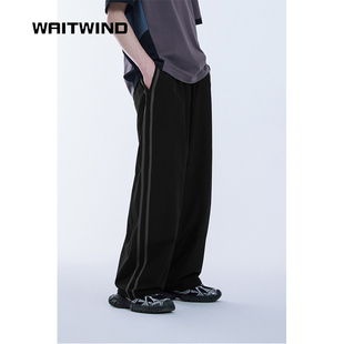男高buff 男女同款 复古条纹休闲裤 长裤 运动宽松阔腿裤 waitwind
