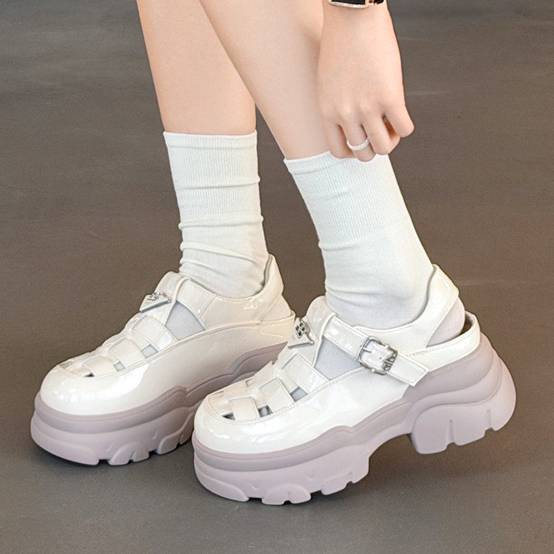 厚底增高镂空透气凉鞋女2026夏季新款鞋子不累脚配裙子乐福鞋女鞋