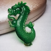 玻璃种珠宝玉石帝王绿平安牌飞龙在天玉坠吊坠翡翠玉挂件满绿生肖