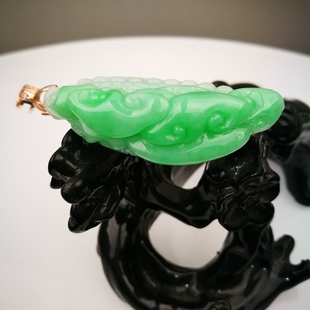 天然冰糯种翡翠A货翡翠苹果绿金枝玉叶花生如意吊坠挂件福瓜特价