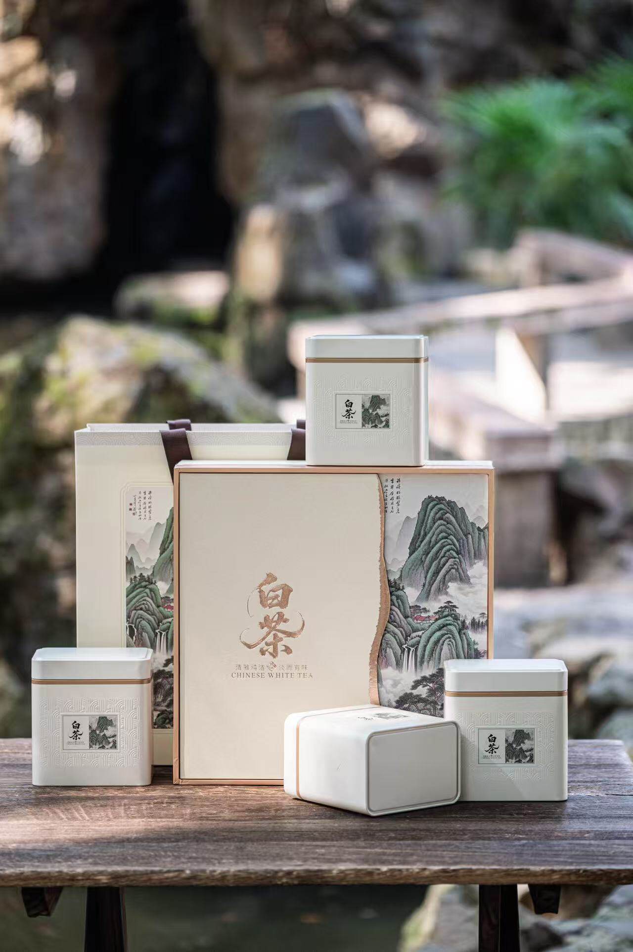 2026新品400-500g白茶包装盒蓝色空礼盒礼品盒茶叶盒铁盒包邮dl