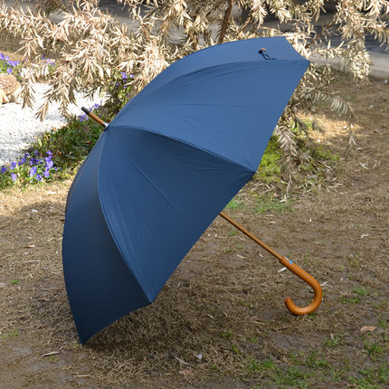 木兮日式复古木中棒长伞纯色男女晴雨伞手动成人防雨木制直杆雨伞