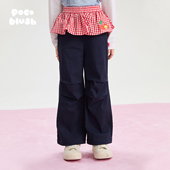 烫画格纹裙摆裤 pocoblush 女童春夏款 泡泡纱长裤 子 樱桃小格子